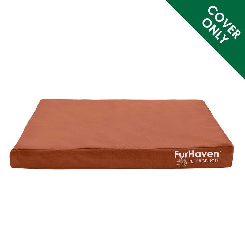 Furhaven Replacement Dog Bed Cover Water-Resistant Indoor/Outdoor Logo Print Oxford Polycanvas Mattress, Washable - Chestnut, Medium - Image 2