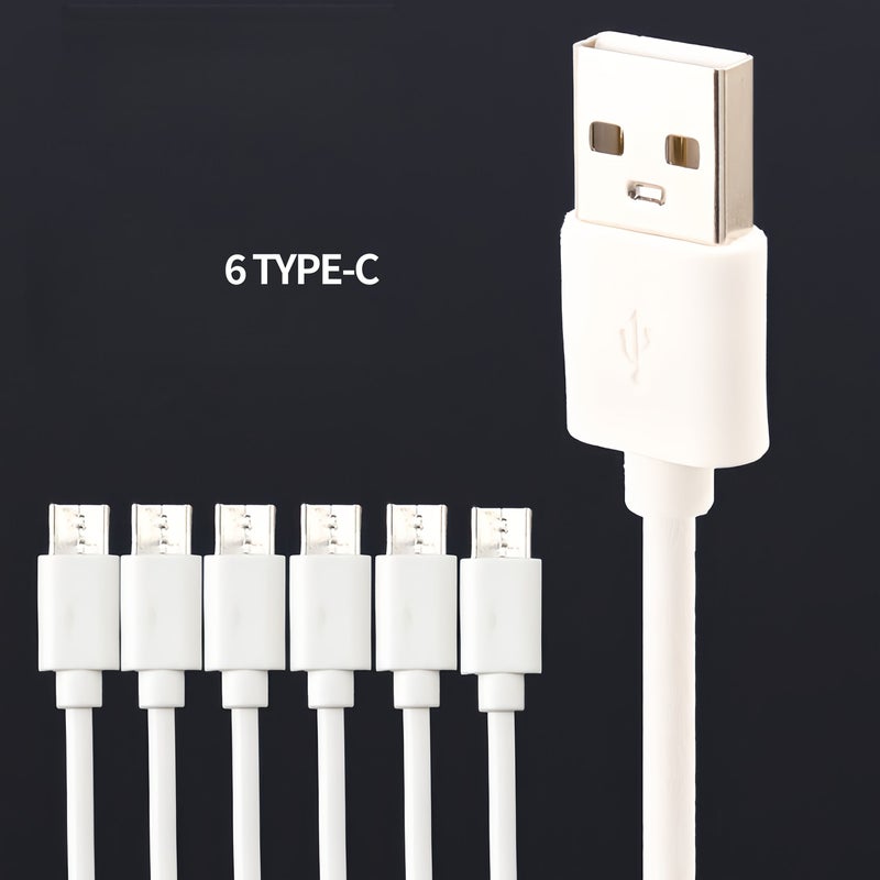 6 في 1 كابل شحن متعدد من USB إلى Type C مع 6 منافذ لمقسم USB C 5V 2A أبيض - Image 3