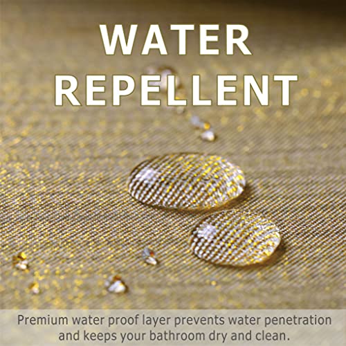 Popkozzi Gold Shower Curtains for Bathroom: Glitter Sparkle Bling Fabric Decorative Shower Curtain - Waterproof Washable Luxury Elegant Fancy Glam Metallic Shimmer Bath Curtain - 72x72 - Image 3