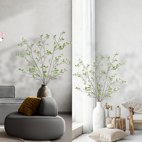 THAWAY 3 Pcs Artificial Eucalyptus Stems - 43 Inch Long Faux Eucalyptus Branches for Tall Vase Filler, Realistic Greenery Stems Fake Silk Leaves for Home Table Farmhouse Wedding Decor - Image 3
