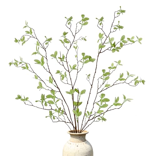 THAWAY 3 Pcs Artificial Eucalyptus Stems - 43 Inch Long Faux Eucalyptus Branches for Tall Vase Filler, Realistic Greenery Stems Fake Silk Leaves for Home Table Farmhouse Wedding Decor - Image 1