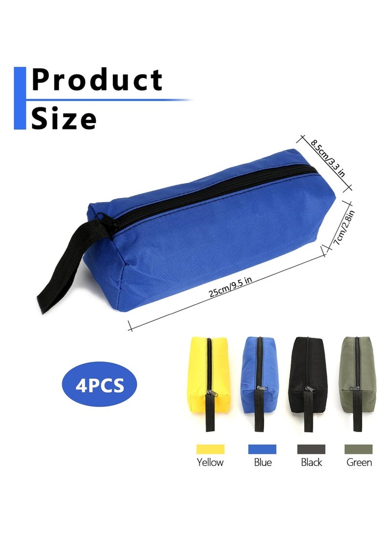 CMGTYYD 4 Pcs Small Tool Pouch Set, Mini Tool Bag Organizer 25 * 8.5 * 7 CM, Tool Storage Pouch In Blue/Yellow/Green/Black, Canvas Tool Pouch With Zipper For Wrenches, Screwdrivers, Pliers - Image 2