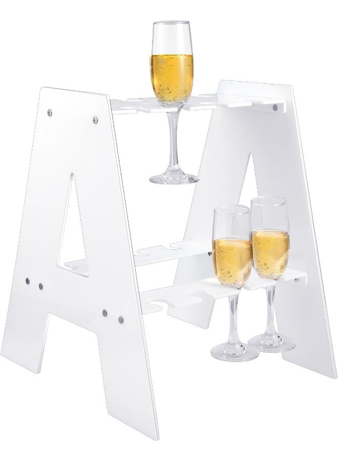 TPGP 2 Tier Acrylic Champagne Holder - Modern Flute Glass Stand, Drink Tower Shelf, Tabletop Wine Glass Stemware Hanging Display Rack  - Image 2