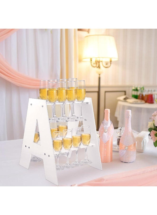 TPGP 2 Tier Acrylic Champagne Holder - Modern Flute Glass Stand, Drink Tower Shelf, Tabletop Wine Glass Stemware Hanging Display Rack  - Image 1
