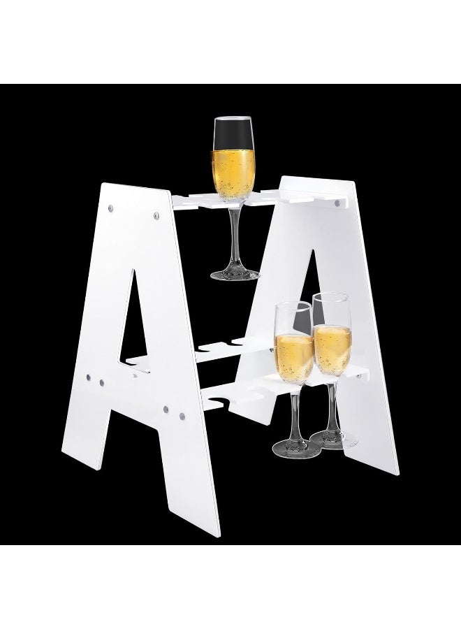 TPGP 2 Tier Acrylic Champagne Holder - Modern Flute Glass Stand, Drink Tower Shelf, Tabletop Wine Glass Stemware Hanging Display Rack  - Image 3