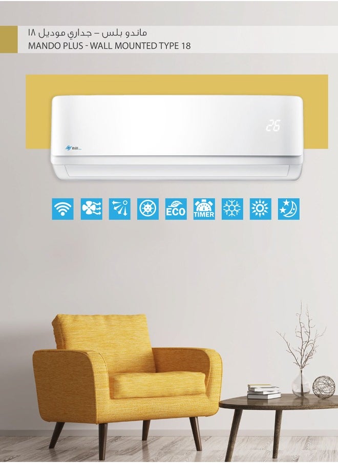 Mando - Mando Plus Split Air Conditioner, 18100 BTU, Hot & Cold, MP-NF23M-18H, White - Image 1
