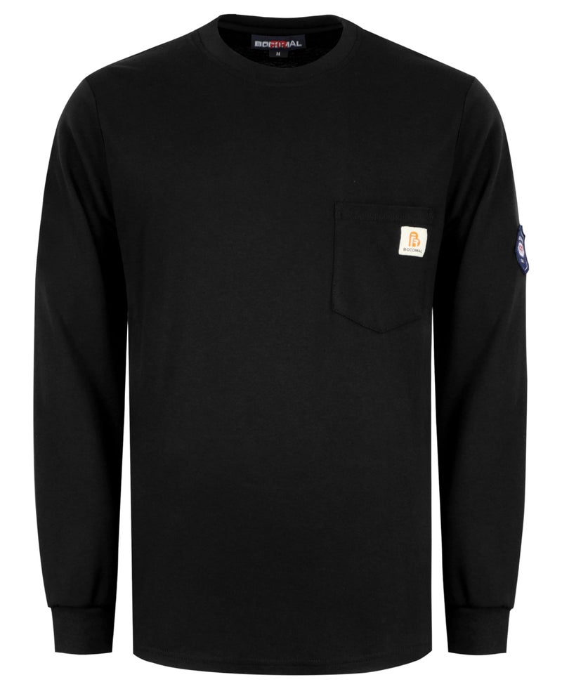 BOCOMAL FR Shirts Lightweight Classic Crew Long Sleeve Black Fire Resistant Shirt CAT2 - Image 1