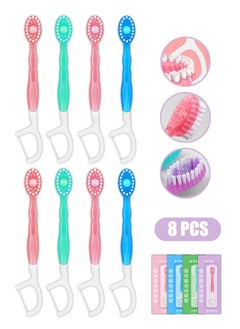 8 Pcs 5-in-1 Disposable Toothbrushes, Travel Toothbrush, with Floss Tongue Scraper Toothbrush, Tooth Flossing Inter Dental Brush with Toothpaste (Colorful) - pzsku/Z294C3653CEC9A8CDA071Z/45/_/1709805042/07498aea-774a-412b-a943-a845bd116132