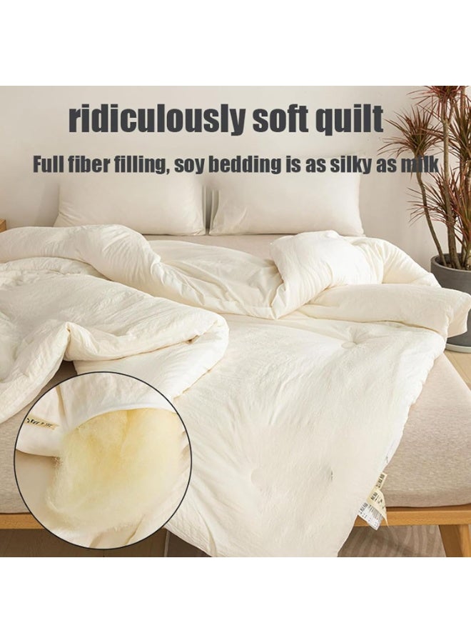 تابيت لحاف سرير، لحاف من ألياف القطن والصويا، لحاف من الألياف الدقيقة، لحاف نوم، مناسب لجميع الفصول، فائق النعومة، لطيف على البشرة، خفيف الوزن، يسمح بمرور الهواء (1.8 متر × 2.2 متر - 3 كجم) - Image 3