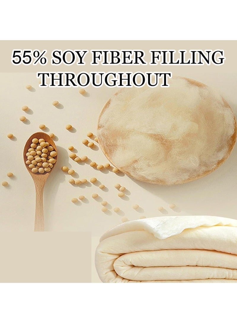 تابيت لحاف سرير، لحاف من ألياف القطن والصويا، لحاف من الألياف الدقيقة، لحاف نوم، مناسب لجميع الفصول، فائق النعومة، لطيف على البشرة، خفيف الوزن، يسمح بمرور الهواء (1.8 متر × 2.2 متر - 3 كجم) - Image 5