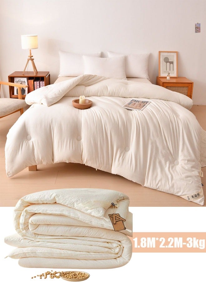 تابيت لحاف سرير، لحاف من ألياف القطن والصويا، لحاف من الألياف الدقيقة، لحاف نوم، مناسب لجميع الفصول، فائق النعومة، لطيف على البشرة، خفيف الوزن، يسمح بمرور الهواء (1.8 متر × 2.2 متر - 3 كجم) - Image 1