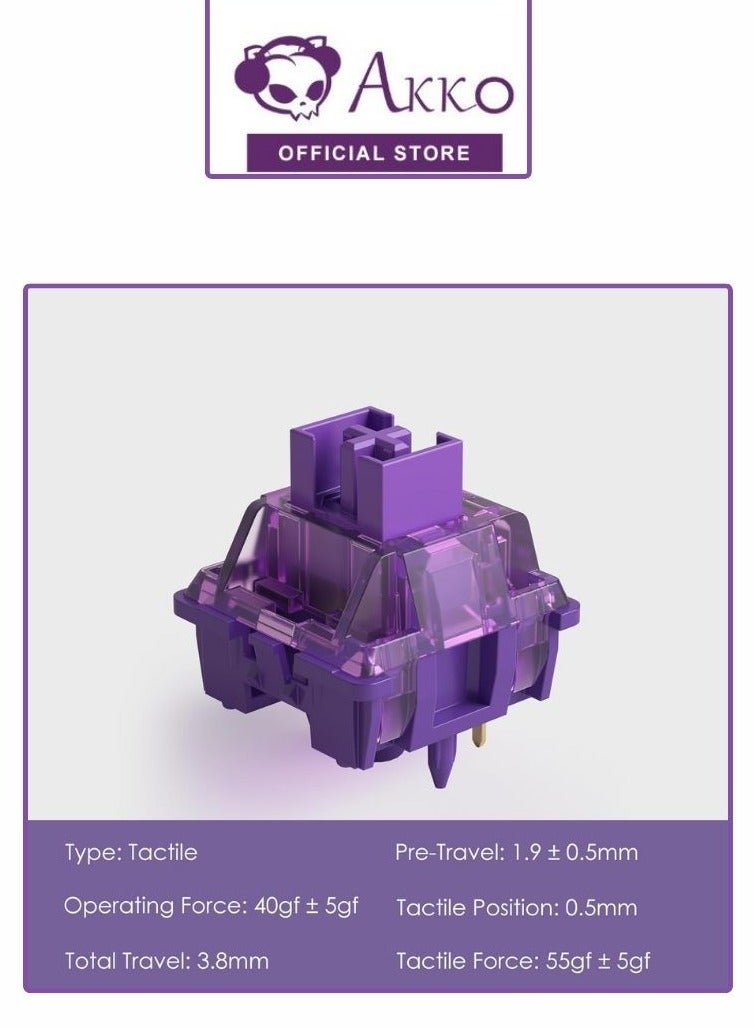 Akko V3 Lavender Purple Pro Keyboard Switch with Dustproof Stem for Mechanical Gaming Keyboard, 5-Pin Tactile Switches (45pcs) - Image 3