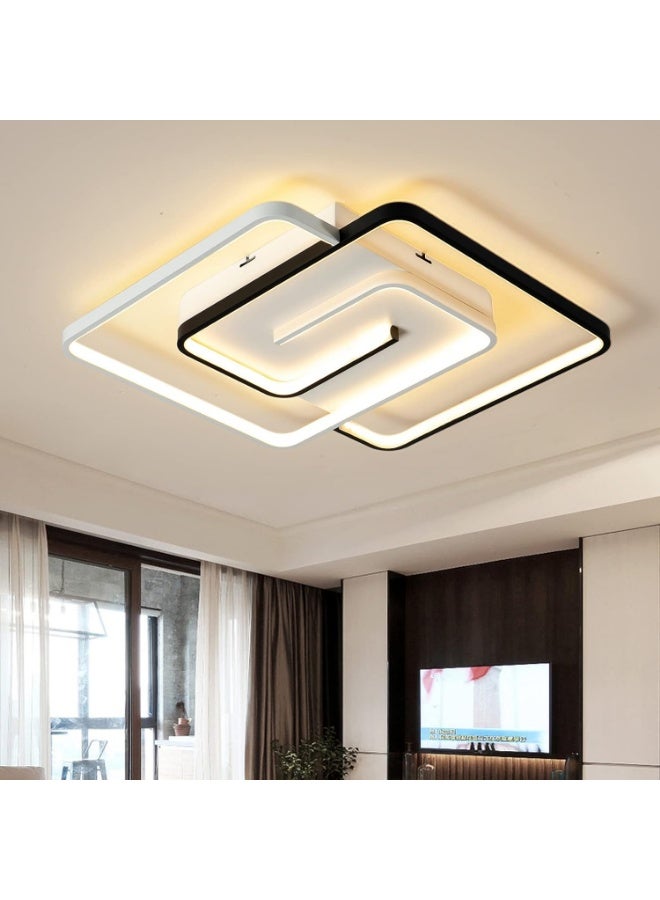 مصباح سقف LED ذكي 58 واط - وحدة إضاءة حديثة مثبتة على السطح مع تحكم صوتي وجهاز تحكم عن بعد ومفتاح حائط | إضاءة مربعة من الألومنيوم والأكريليك لغرفة النوم وغرفة المعيشة وديكور المنزل (15-20 متر مربع) - Image 1