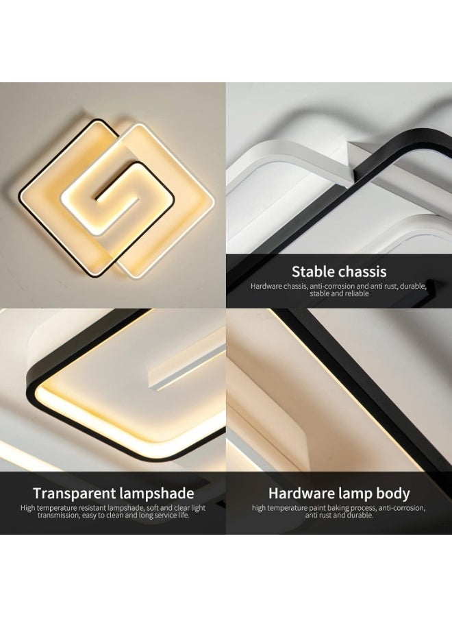 مصباح سقف LED ذكي 58 واط - وحدة إضاءة حديثة مثبتة على السطح مع تحكم صوتي وجهاز تحكم عن بعد ومفتاح حائط | إضاءة مربعة من الألومنيوم والأكريليك لغرفة النوم وغرفة المعيشة وديكور المنزل (15-20 متر مربع) - Image 5