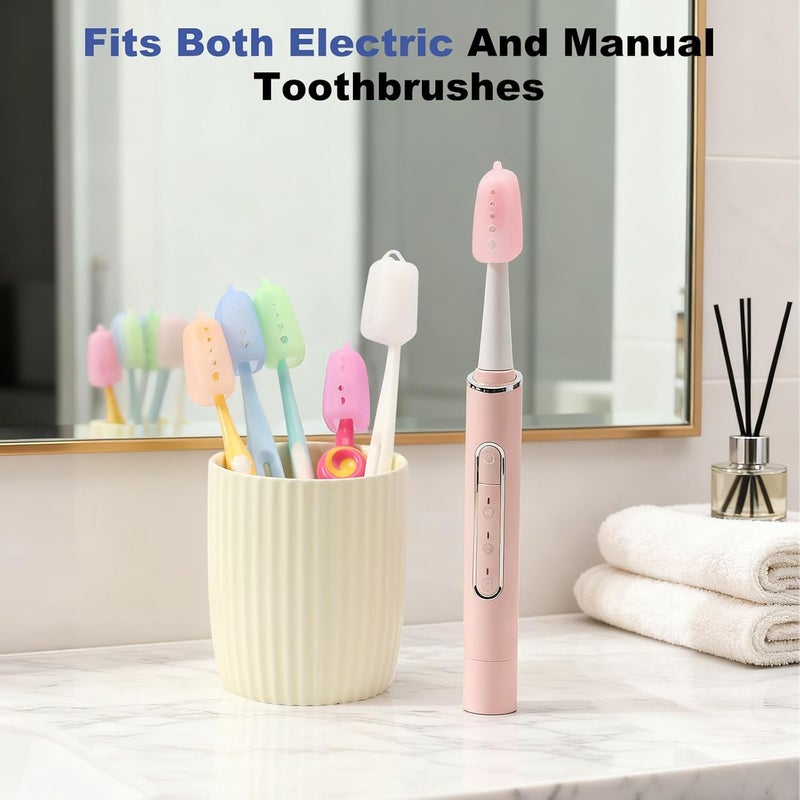 Serqd 6 Pack Silicone Toothbrush Covers - Travel Toothbrush Head Caps for Manual and Electric Toothbrushes - Image 4