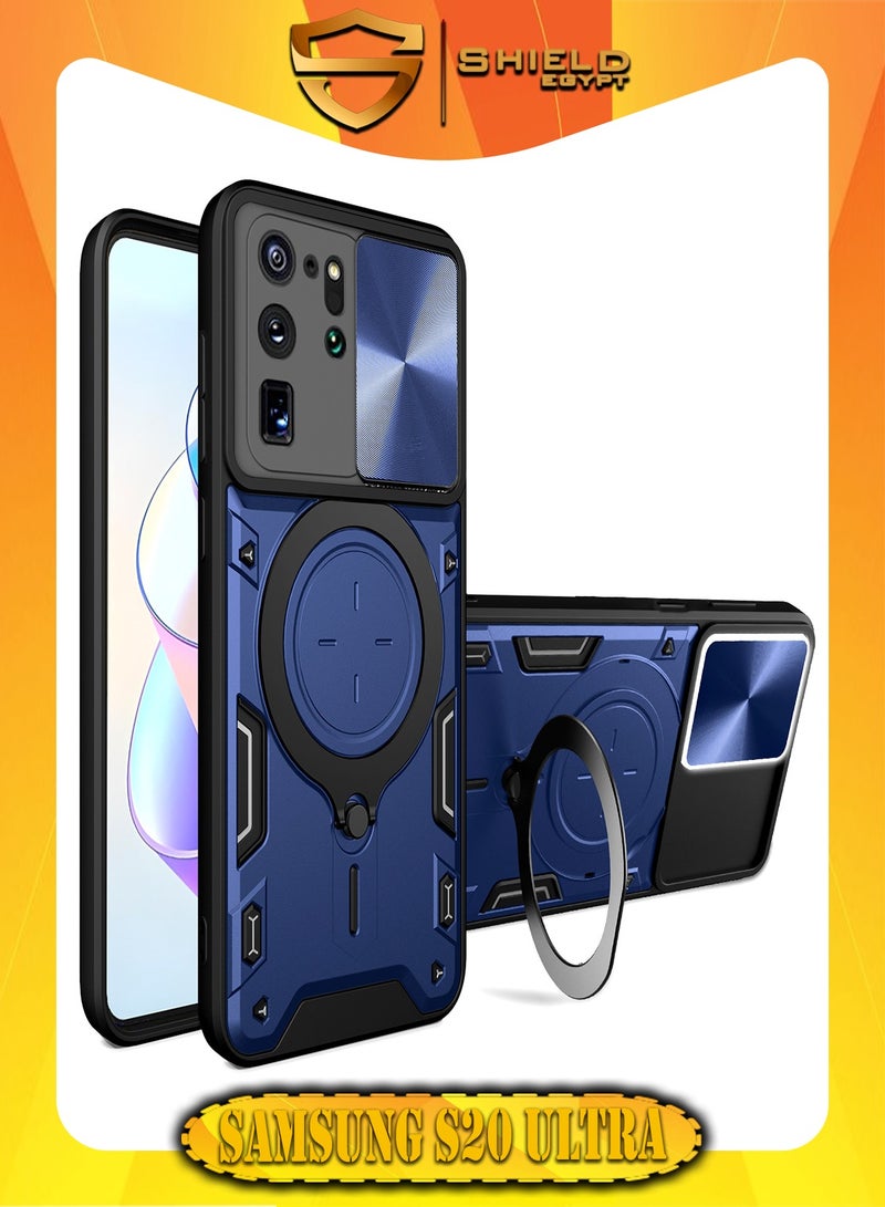 SHIELD EGYPT SHIELD EGYPT For Samsung Galaxy S20 Ultra Armored Camera Shield Cover Camera Lend Protection, Built-in 360° (Blue) 