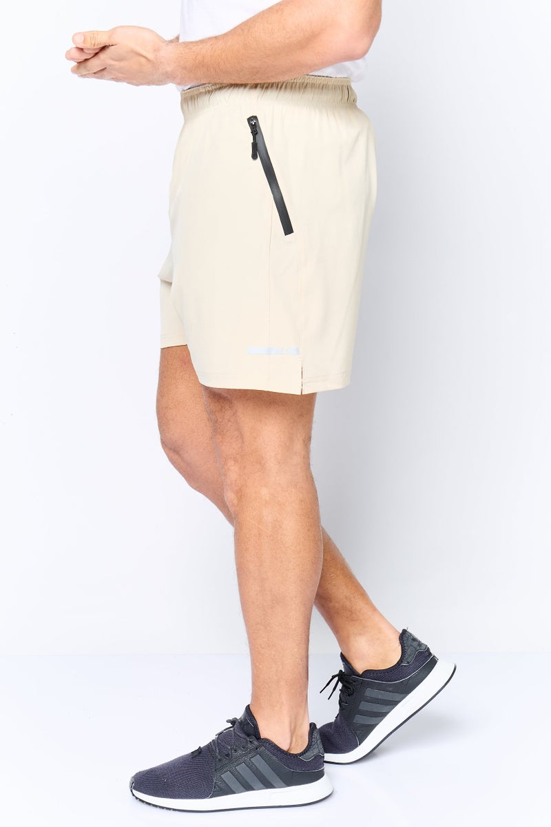 Mister Men Sportswear Fit 5 Inseam Training Shorts, Beige - Image 3