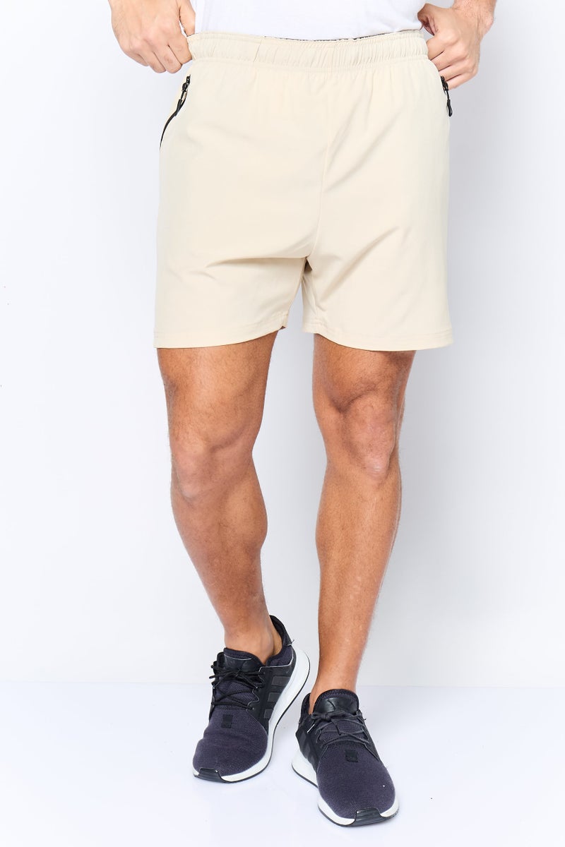Mister Men Sportswear Fit 5 Inseam Training Shorts, Beige - Image 1