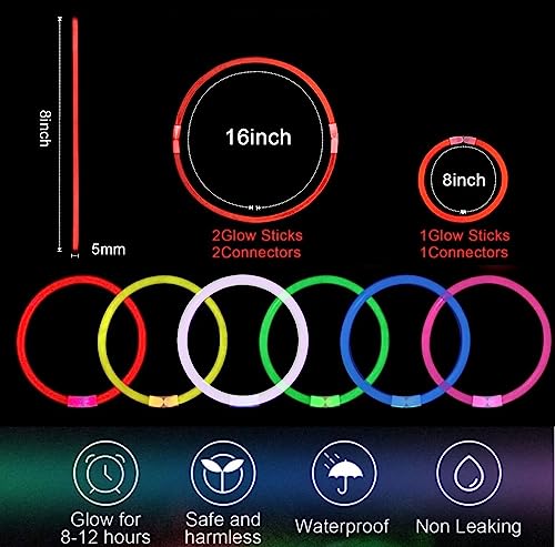 YOFOBU 500 PCS Red Glow Sticks Bracelets Necklaces Bulk 8 Glowsticks with Connectors Glow in The Dark Party Supplies Light Up Neon Party Favor for Chirstmas NewYear Valentines Day Wedding Birthday - Image 5