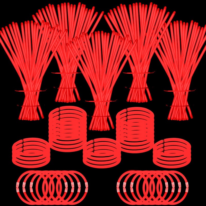 YOFOBU 500 PCS Red Glow Sticks Bracelets Necklaces Bulk 8 Glowsticks with Connectors Glow in The Dark Party Supplies Light Up Neon Party Favor for Chirstmas NewYear Valentines Day Wedding Birthday - Image 3