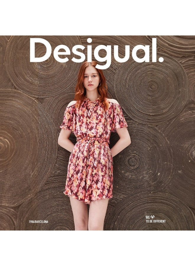 DESIGUAL floral Print Pleated Drawstring Elastic Waist Shorts - Women's Casual Pants - Image 4