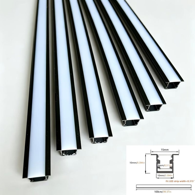 10pcs Pack 39.37inch Long Black Frame White Panel Integrated Recessed Light Troughs PVC Hard Plastic Line Lights With Installation Clips For Wall And Ceiling Decoration - Image 2