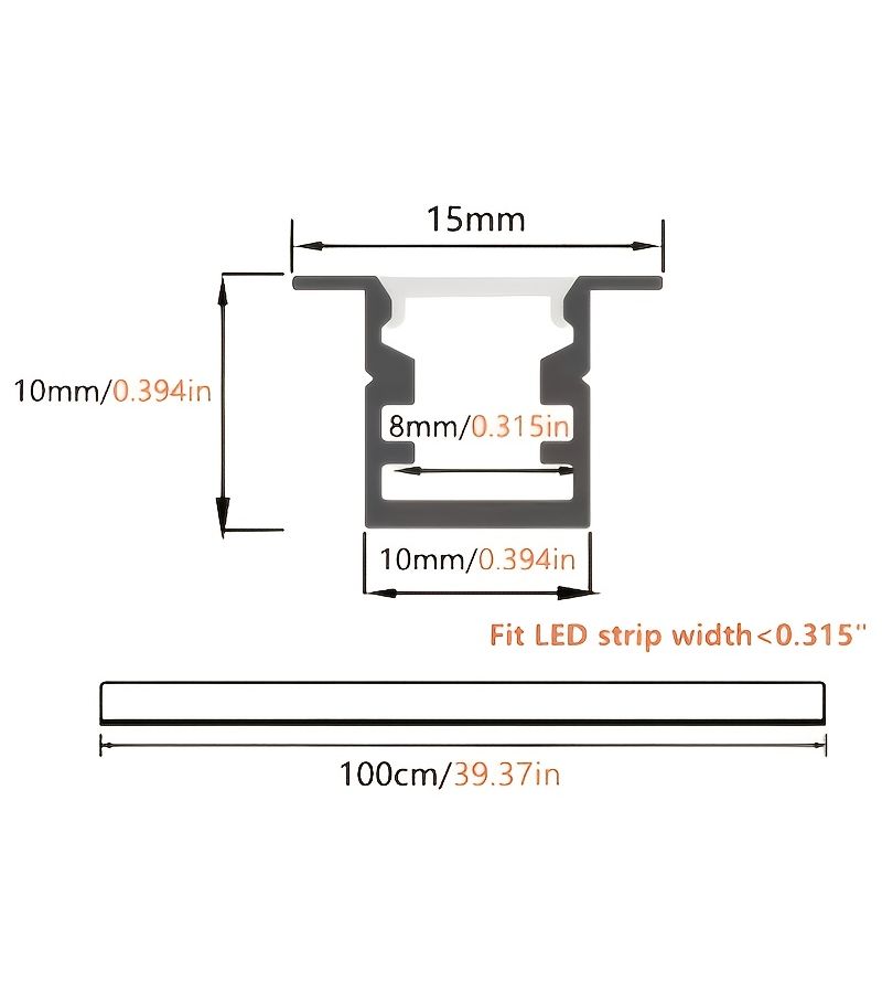10pcs Pack 39.37inch Long Black Frame White Panel Integrated Recessed Light Troughs PVC Hard Plastic Line Lights With Installation Clips For Wall And Ceiling Decoration - Image 3