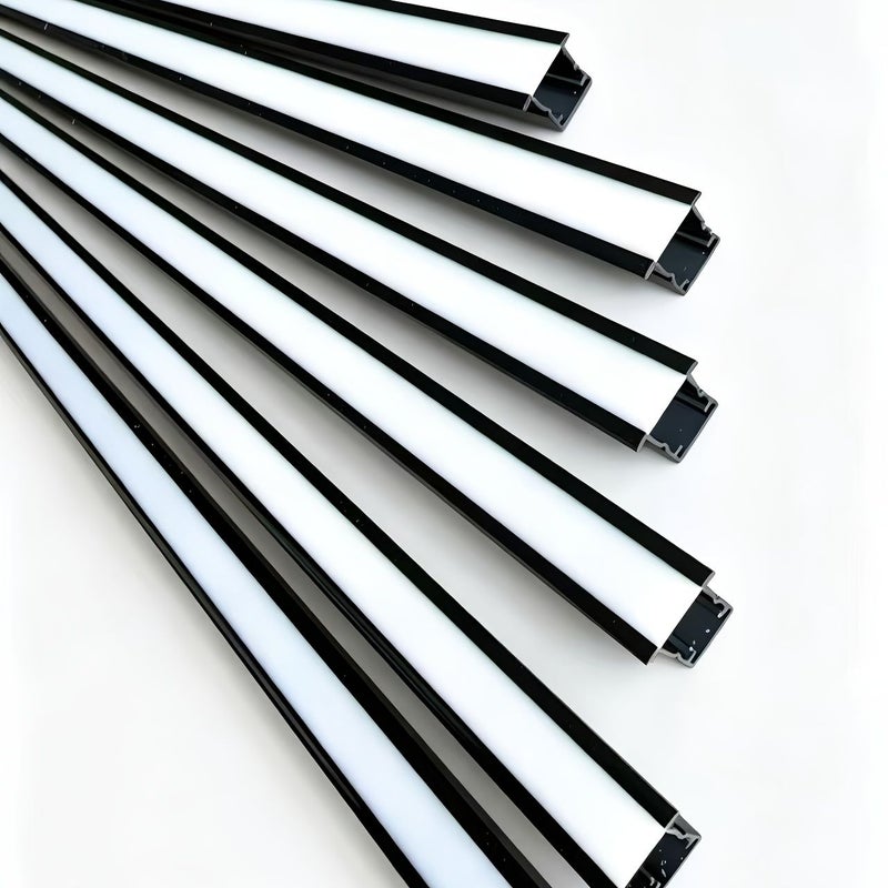 10pcs Pack 39.37inch Long Black Frame White Panel Integrated Recessed Light Troughs PVC Hard Plastic Line Lights With Installation Clips For Wall And Ceiling Decoration - Image 1