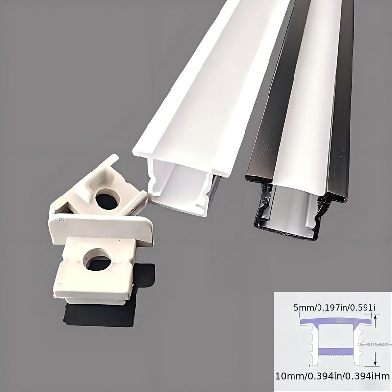 10pcs Pack 39.37inch Long Black Frame White Panel Integrated Recessed Light Troughs PVC Hard Plastic Line Lights With Installation Clips For Wall And Ceiling Decoration - Image 5