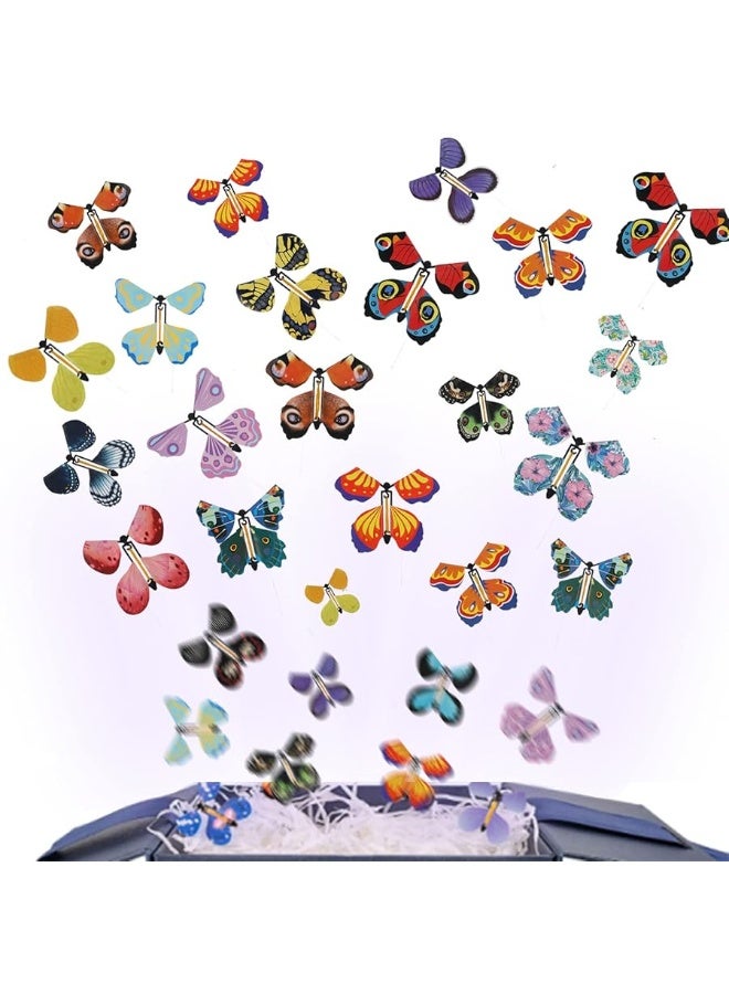 Chenkaiyang 40 Pcs Magic Flying Butterfly, Fairy Flying Toys Rubber Band Powered Wind Up Flying Butterfly Flying Butterfly Cards Butterfly Toy for Book Card Birthday Surprise Gift (20 Styles) - Image 2