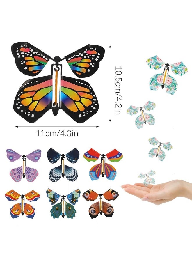Chenkaiyang 40 Pcs Magic Flying Butterfly, Fairy Flying Toys Rubber Band Powered Wind Up Flying Butterfly Flying Butterfly Cards Butterfly Toy for Book Card Birthday Surprise Gift (20 Styles) - Image 1