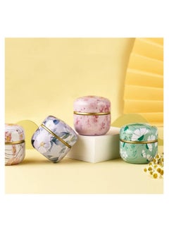 Excefore 4 Pack Empty Tin Can Candle Containers Tin Box with Lid Sealed Jar Scented Tea Tins Metal Coffee Candy Cans Gift Storage Jewelry Boxes Ink Printing Pattern Round Can  - Image 2