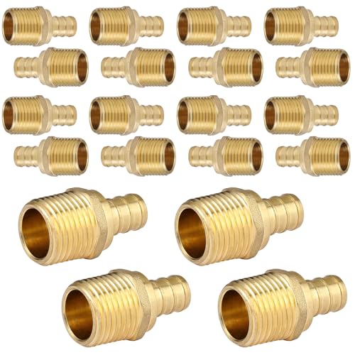 HeSun 20Pack HeSun PEX Fittings 12 PEX x 12 Male NPT 12 Inch Brass Crimp Male Adapter Fitting ASTM F1807PEX180701720 - Image 1