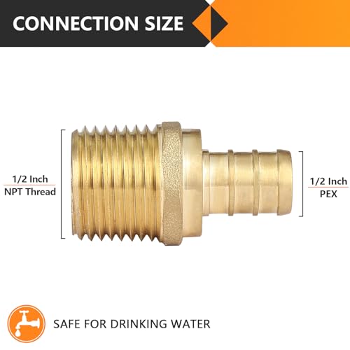 HeSun 20Pack HeSun PEX Fittings 12 PEX x 12 Male NPT 12 Inch Brass Crimp Male Adapter Fitting ASTM F1807PEX180701720 - Image 3