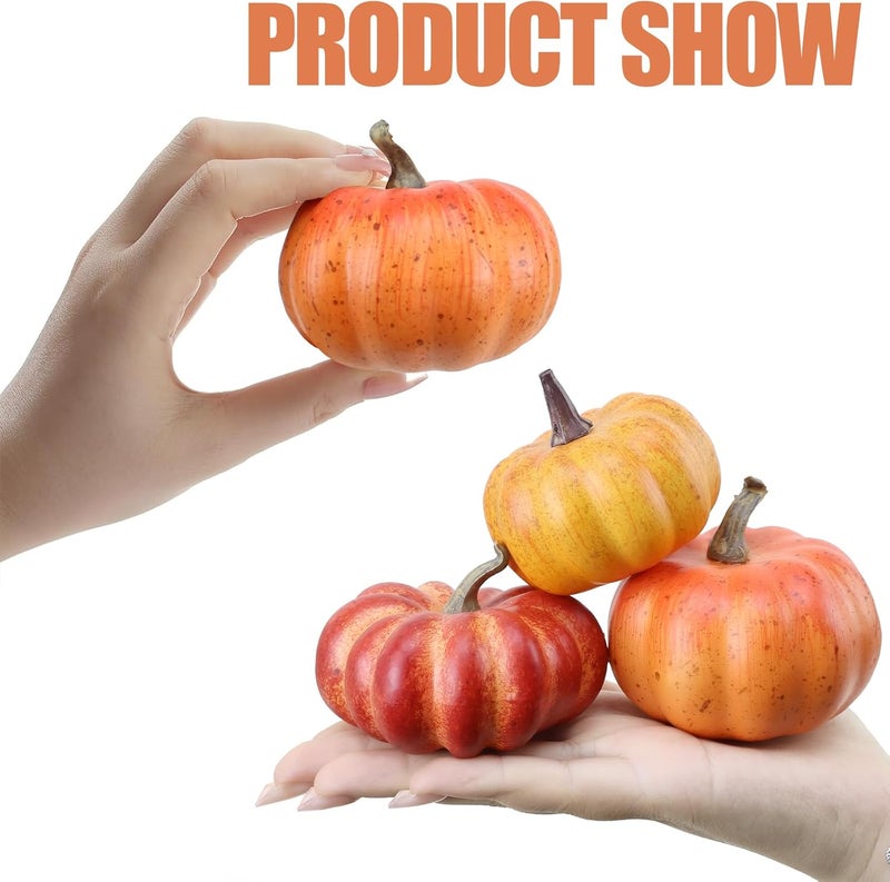 CHEAWRTZ Realistic Mini Pumpkin Decor Indoor 16PCS Artificial Pumpkins for Fall Decorations for Home Fall Centerpieces for Tables Outdoor Thanksgiving Halloween Party/Berries Maple Leaf Autumn Fillers decor - Image 5