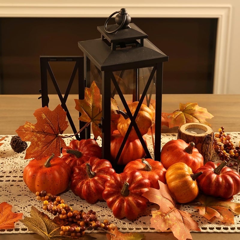 CHEAWRTZ Realistic Mini Pumpkin Decor Indoor 16PCS Artificial Pumpkins for Fall Decorations for Home Fall Centerpieces for Tables Outdoor Thanksgiving Halloween Party/Berries Maple Leaf Autumn Fillers decor - Image 4