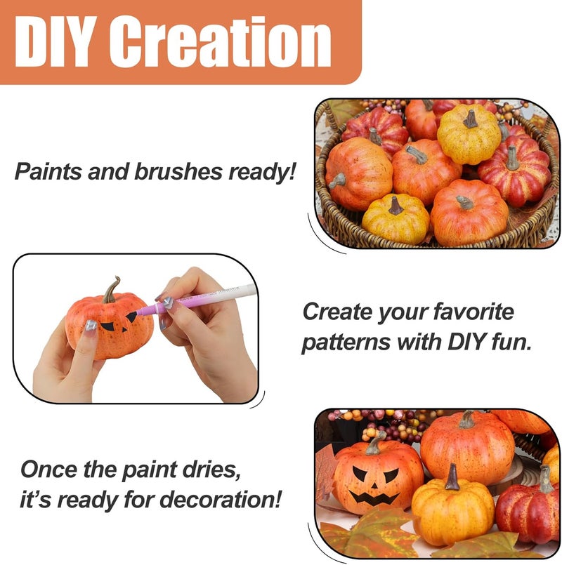 CHEAWRTZ Realistic Mini Pumpkin Decor Indoor 16PCS Artificial Pumpkins for Fall Decorations for Home Fall Centerpieces for Tables Outdoor Thanksgiving Halloween Party/Berries Maple Leaf Autumn Fillers decor - Image 3