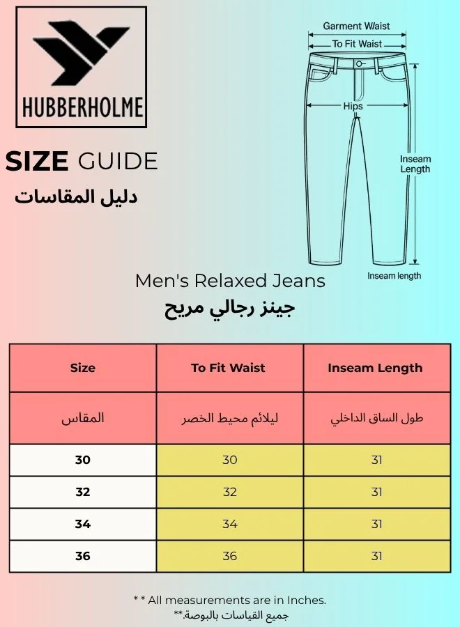 Hubberholme  Men's Grey 100% Cotton Bleached Full Length Loose Jeans for Men | Best Price UAE
