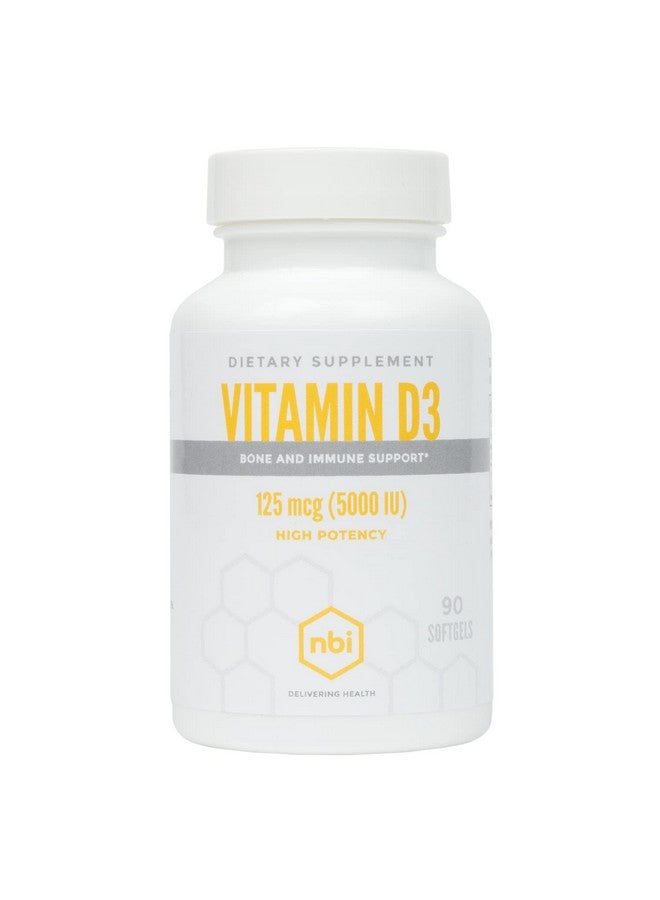 NBI High Potency Vitamin D3 125 Mcg 5000 Iu Softgels With Rosemary Extract Antioxidants  Bone Immunity Brain And Inflammation Balance Support  90 Softgel Capsules - Image 1