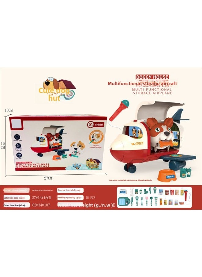 Kidsren's Cartoon Pet Dog Voice-activated Sensor Crawling Dog Artificial Electric Pet Toy Play House Gift Batch-Color:0180836 Multifunctional Storage Aircraft (voice-activated Sensor Dog) [color Box]  - Image 1