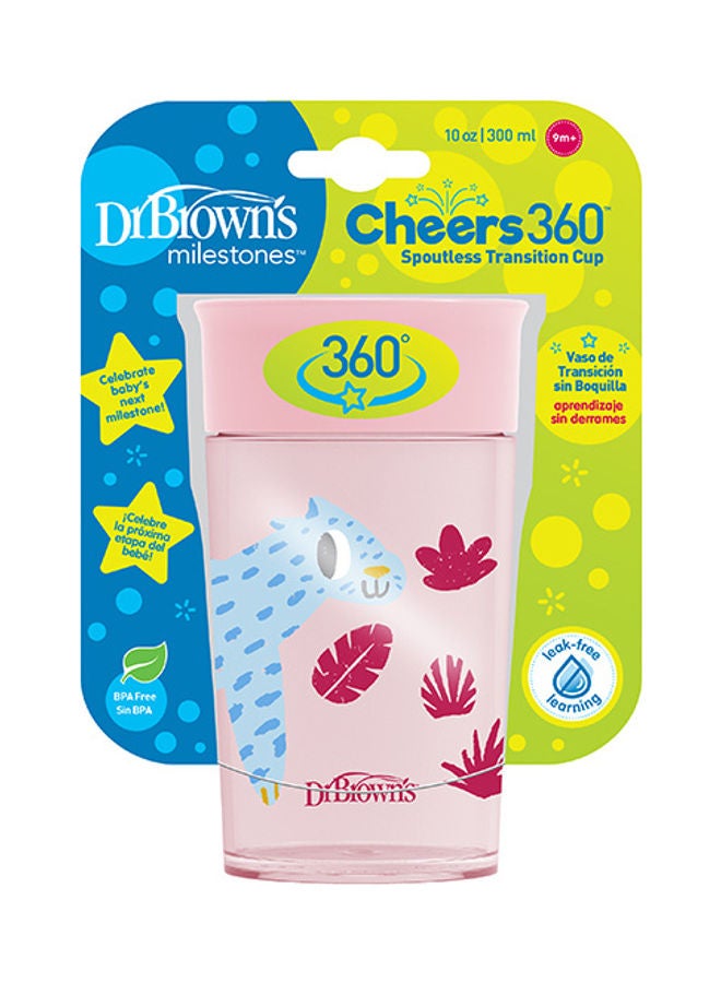 Dr. Brown’s Smooth Wall Cheers 360 Cup, Anti-Colic 10 Oz/300 Ml, Pink Deco (9M+), 1-Pack - Image 1