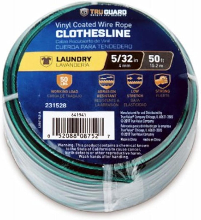 Mibro TruGuard Household Clothesline, 5/32 in. Diameter x 50 ft. Length, Easy-Grip Line for Indoor and Outdoor Laundry Drying, Strings Between Posts, Hooks or Fixtures, for Laundry Rooms, Yards and Balconies - Image 1