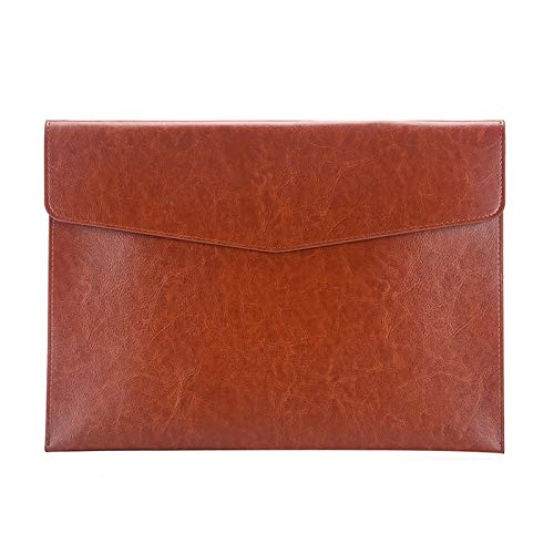 Enyuwlcm PU Leather A4 File Folder Document Holder Envelope Folder Case with Snap Closure for Receipt Contract Brown - Image 1