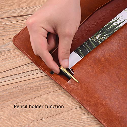 Enyuwlcm PU Leather A4 File Folder Document Holder Envelope Folder Case with Snap Closure for Receipt Contract Brown - Image 4