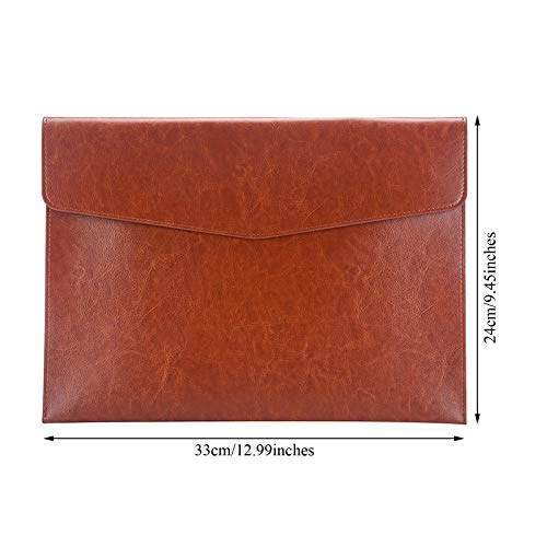 Enyuwlcm PU Leather A4 File Folder Document Holder Envelope Folder Case with Snap Closure for Receipt Contract Brown - Image 2