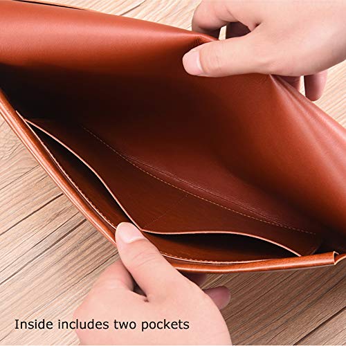 Enyuwlcm PU Leather A4 File Folder Document Holder Envelope Folder Case with Snap Closure for Receipt Contract Brown - Image 3