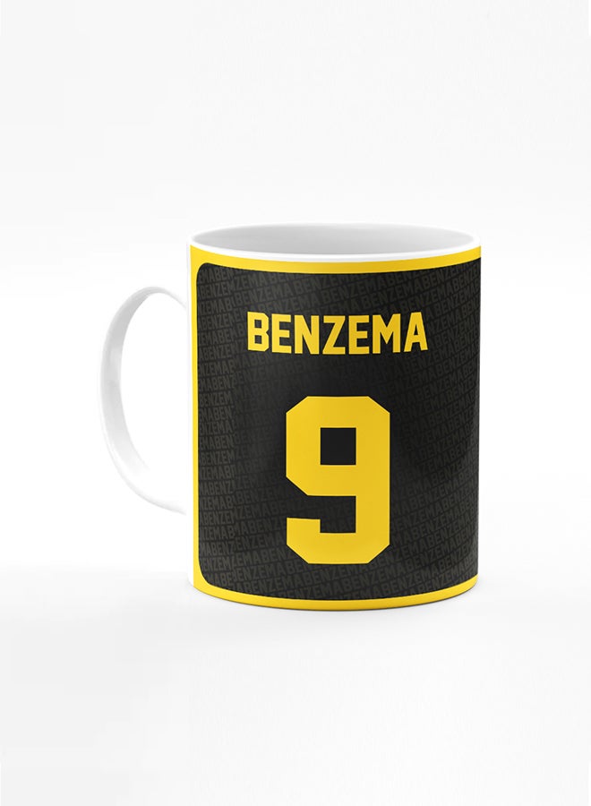 Stylizedd Designer Printed Coffee Mug with Heavy Duty Handle 11oz Ceramic Personalised Gift Mugs Cup- Football Benzema Jersey no 9 Design C  - Image 1