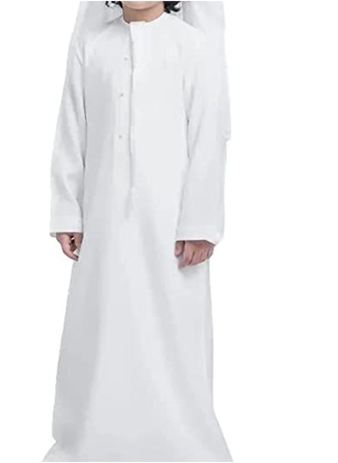Generic - YATHREB Kids white Kandoora Thobe Arab dress Thobe, Dishdasha, Kandora Arabic Muslim Wear For Kids Islamic Muslim Praying Dressing Robe - Image 1