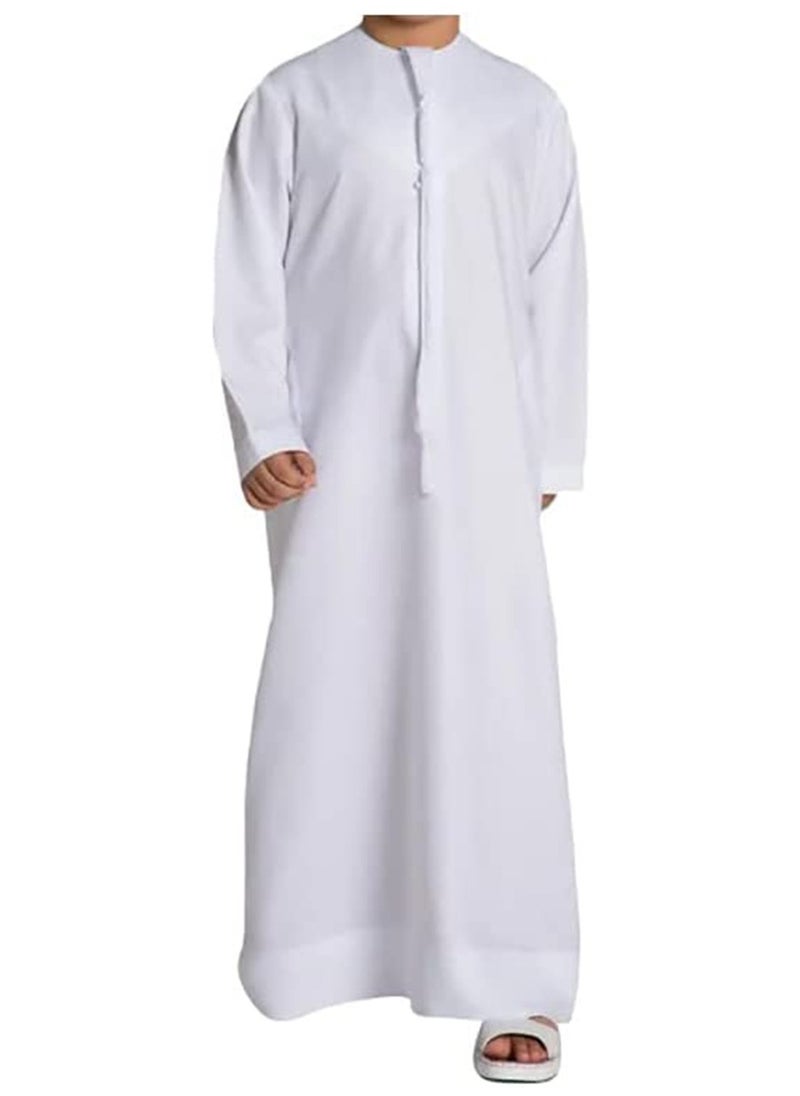 Generic - YATHREB Kids white Kandoora Thobe Arab dress Thobe, Dishdasha, Kandora Arabic Muslim Wear For Kids Islamic Muslim Praying Dressing Robe - Image 1