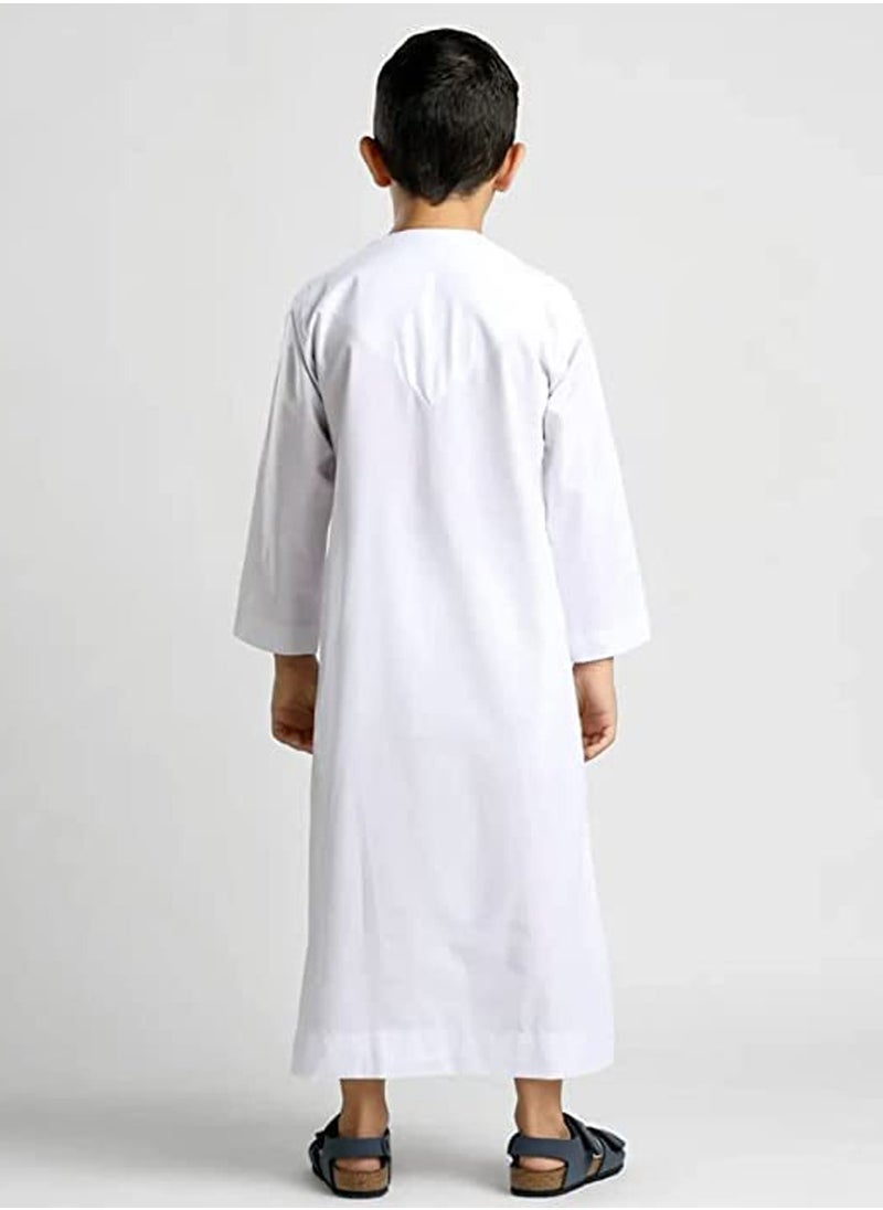Generic - YATHREB Kids white Kandoora Thobe Arab dress Thobe, Dishdasha, Kandora Arabic Muslim Wear For Kids Islamic Muslim Praying Dressing Robe - Image 1